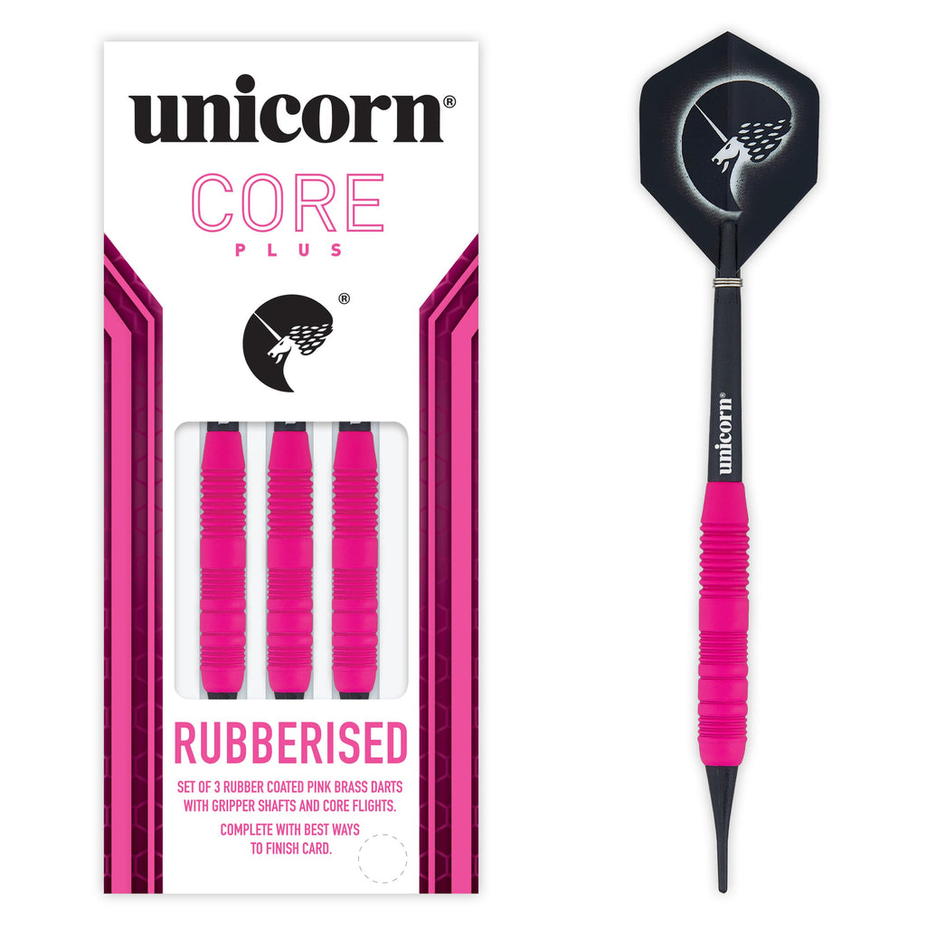 Unicorn Core Plus Rubberised Pink Brass Soft Darts