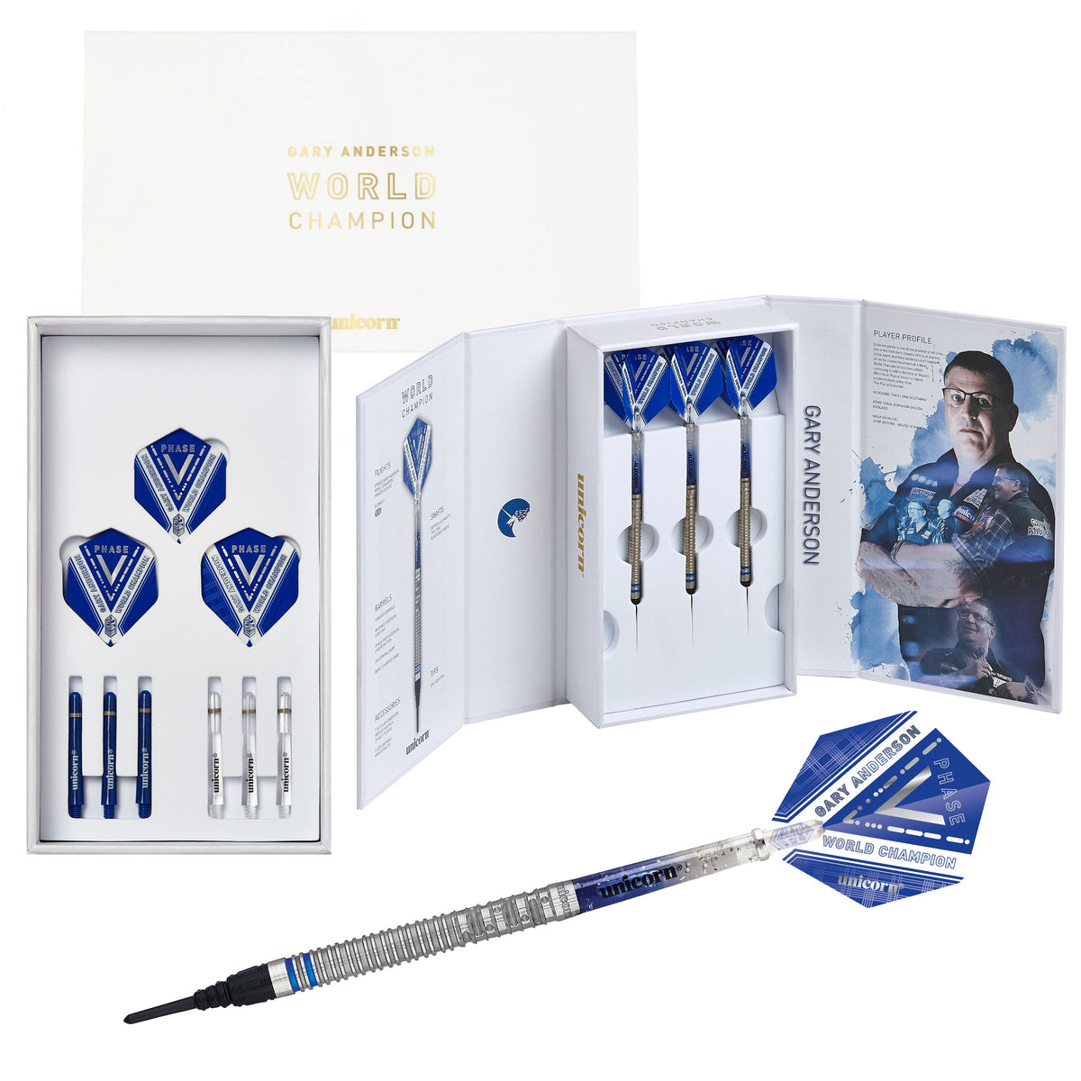Unicorn Phase 5 World Champion Gary Anderson Soft Dart Presentation Box