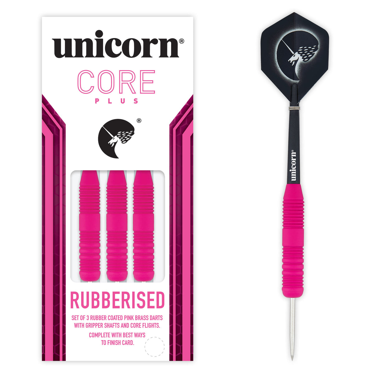 Unicorn Core Plus Rubberised Pink Steel Darts