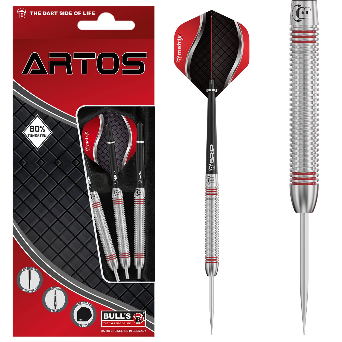BULL'S Artos AR3 Steeldart, Red 80% Tungsten