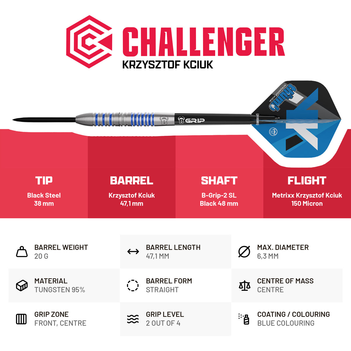 BULL'S Krzysztof Kciuk Challenger Steel Dart
