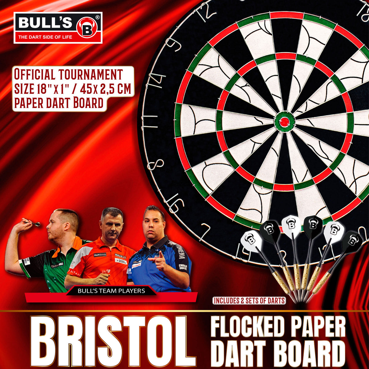 BULL'S Bristol Flocked Paper Dart Board