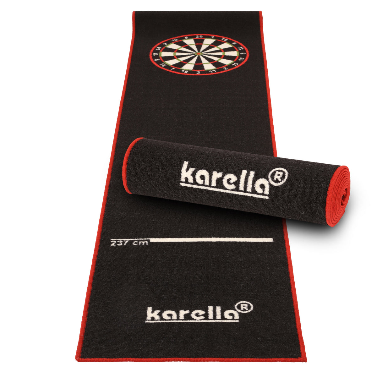 Dartmatte Karella Premium velour 290x60 schw.rot