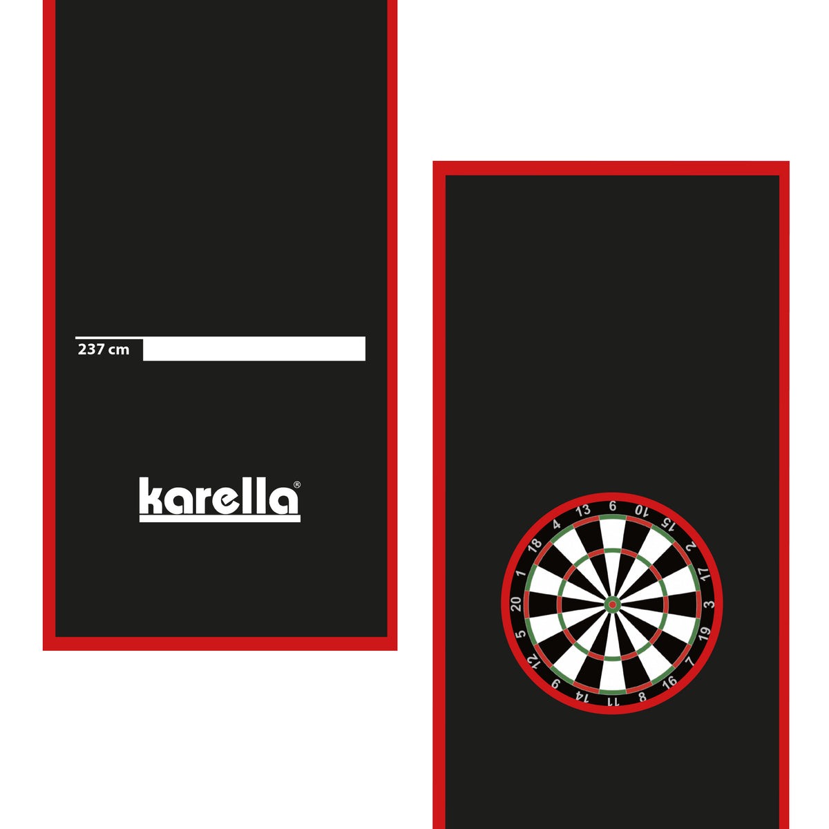 Dartmatte Karella Premium velour 290x60 schw.rot