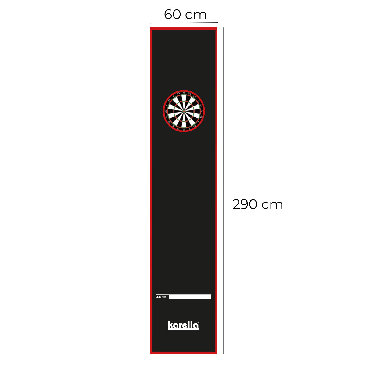 Dartmatte Karella Premium velour 290x60 schw.rot