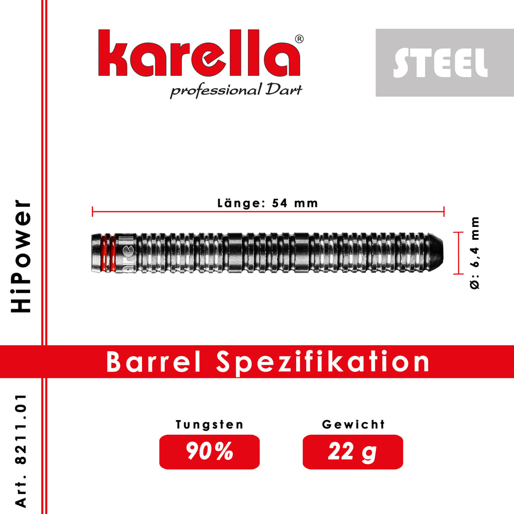 Steeldart Karella HiPower 22g schwarz 90% Tungsten