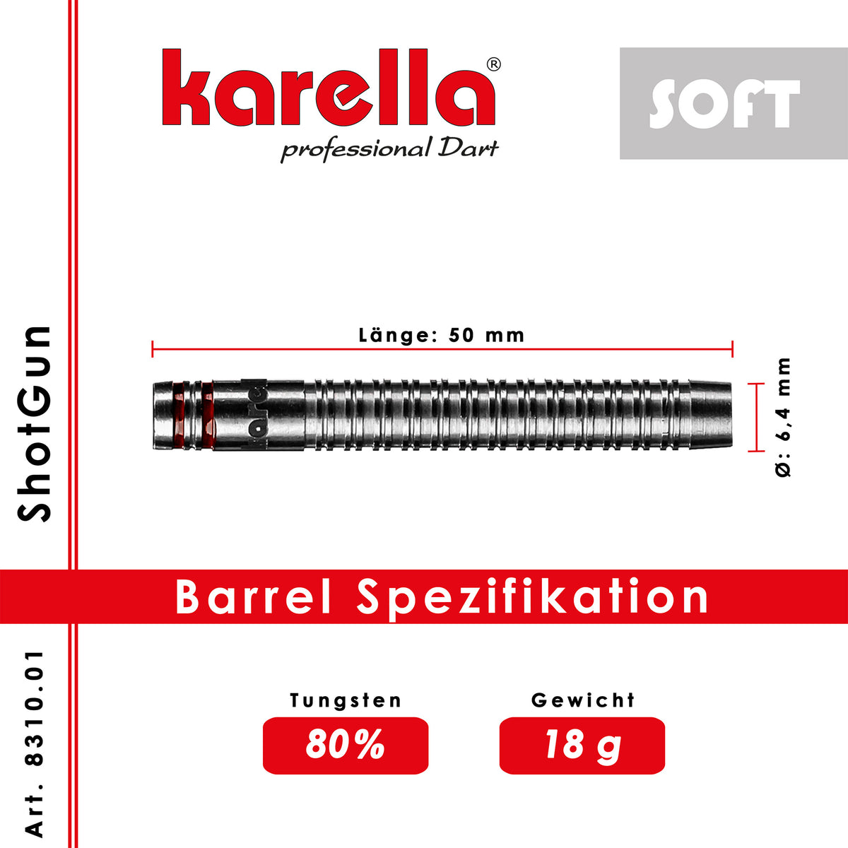 Softdart Karella Shotgun 18g silber 80% Tungsten