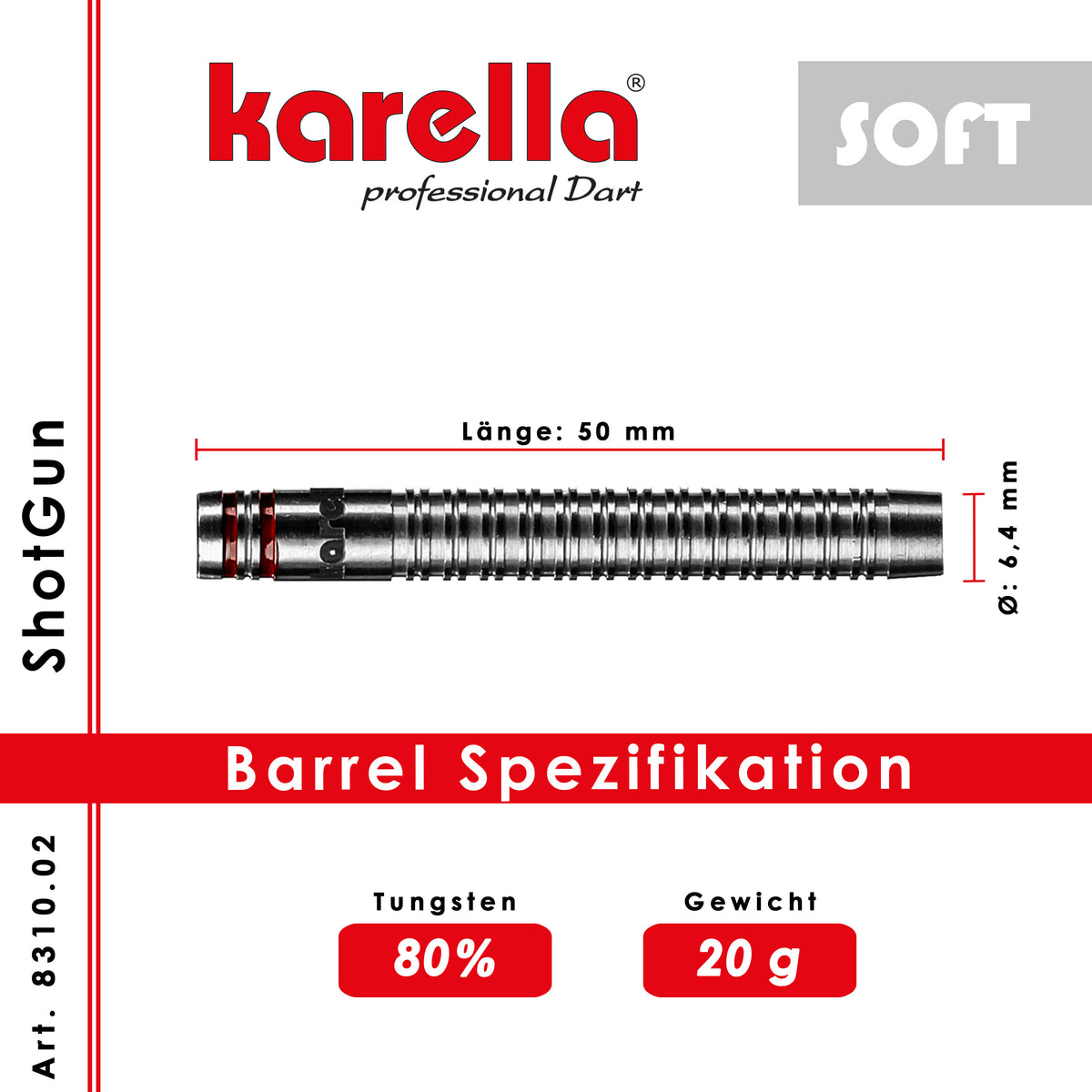 Softdart Karella Shotgun 20g silber 80% Tungsten