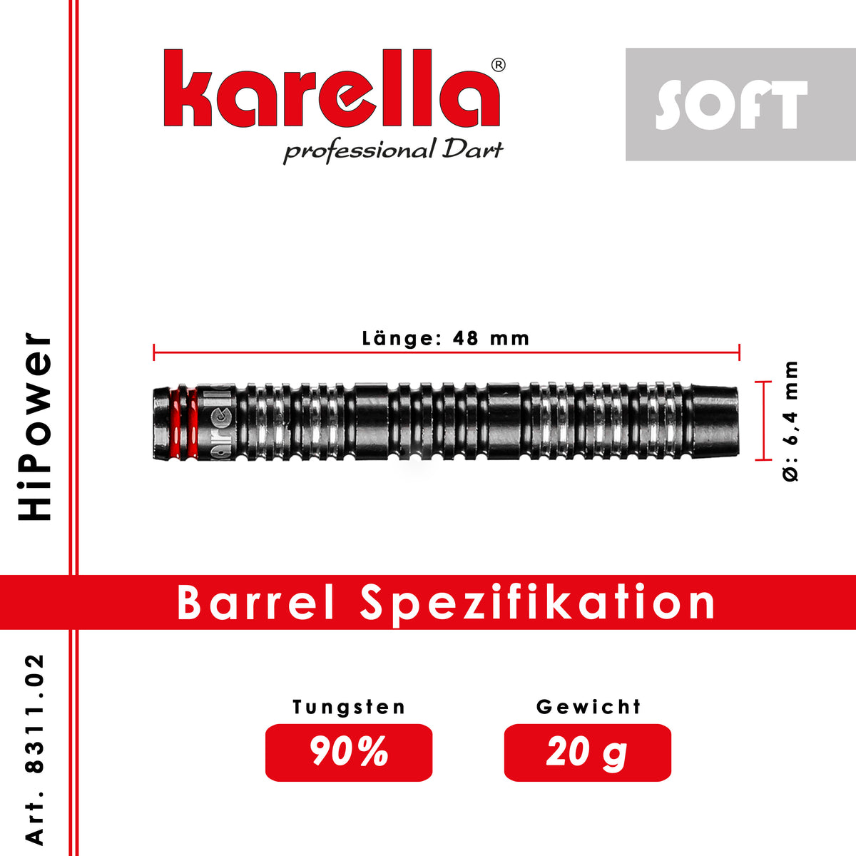 Softdart Karella HiPower 20g schwarz 90% Tungsten