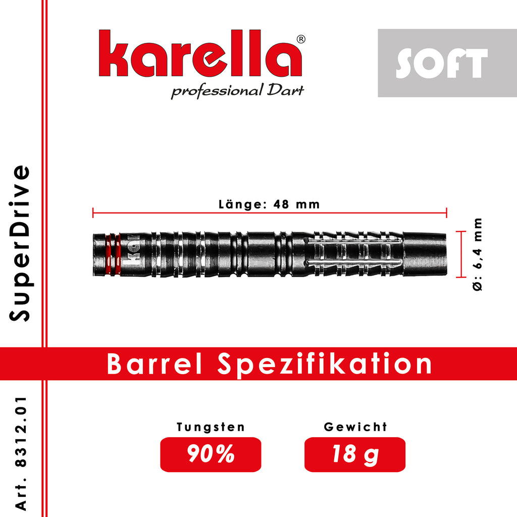 Softdart Karella SuperDrive 18g schwarz 90% Tungsten